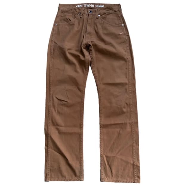 BAPE BAPESTA Embroidery Brown Jeans (XL)