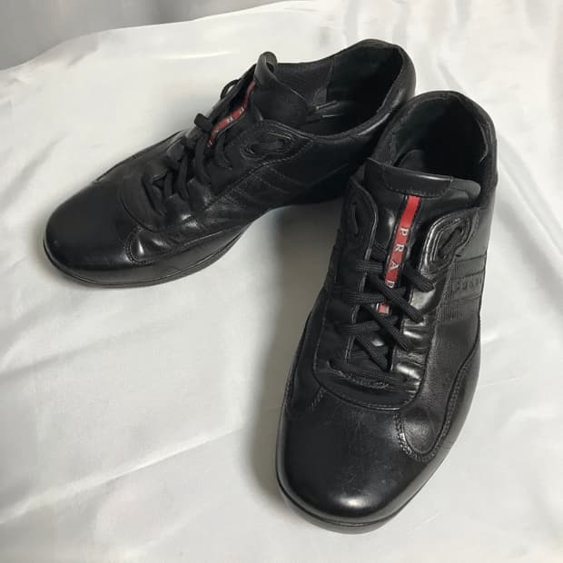 프라다 스포츠 리네아로사 레더 스니커즈