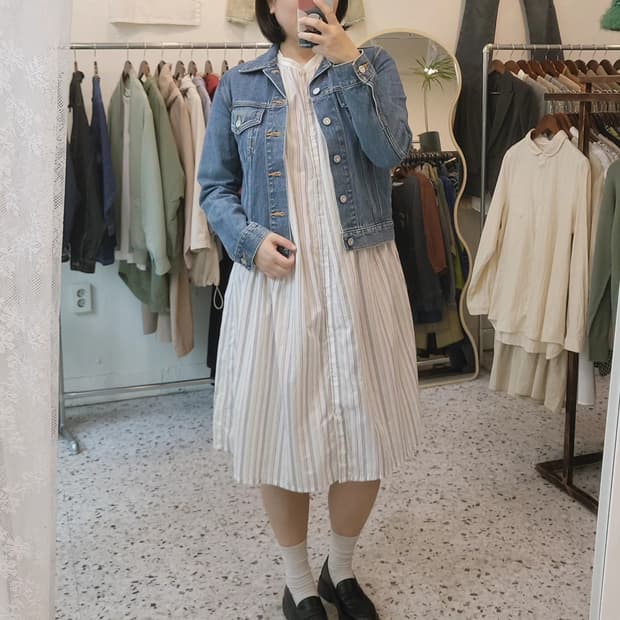 Cloud nine 멀티스트라이프 롱셔츠 원피스