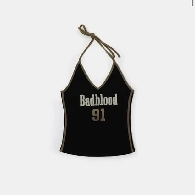 배드블러드 빈티지 클럽 홀터 탱크 쇼츠 세트 블랙