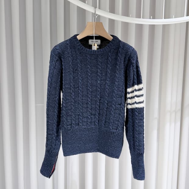 (A+/3) / 톰브라운 사선완장 도네갈 트위스트 케이블 니트 스웨터