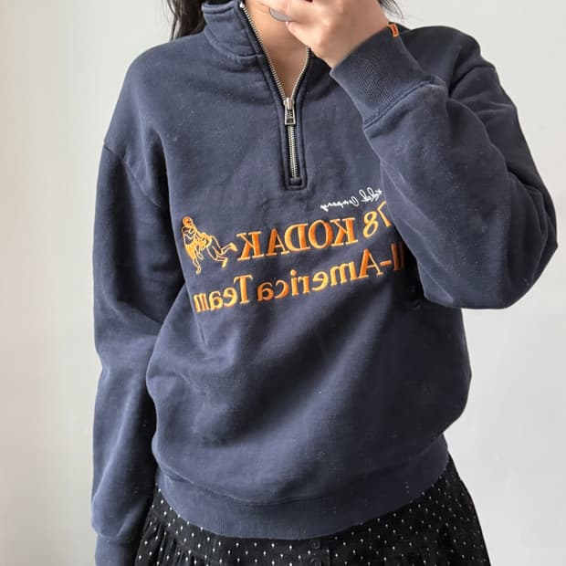 [S] 코닥 네이비 반집업
