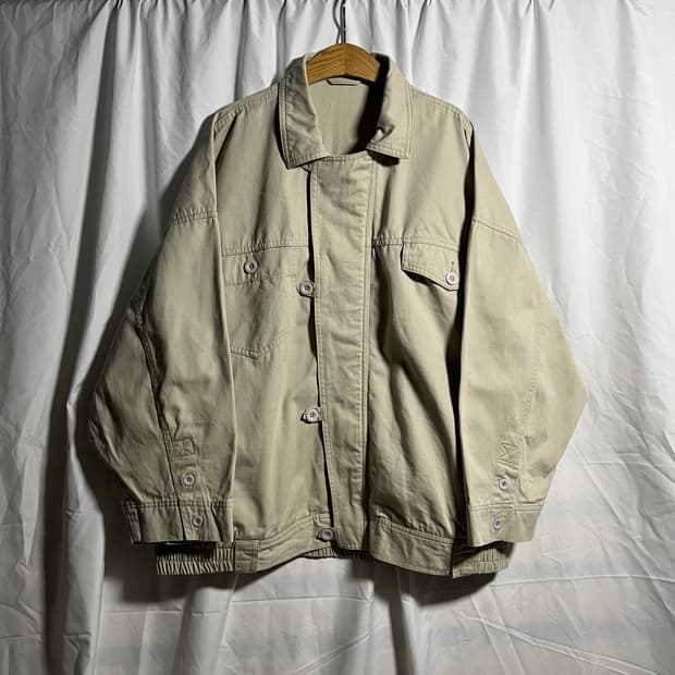 JPN . 핑크버튼 코튼 워크자켓