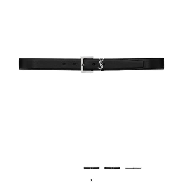 생로랑 레더 실버 모노그램 벨트 블랙