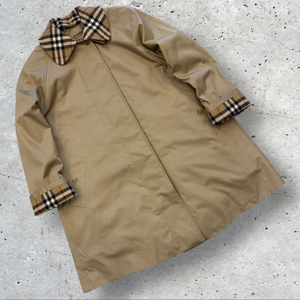 버버리 내피 트렌치 코트 베이지 체크 카라 D57