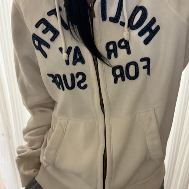 홀리스터 화이트 후드집업 xl