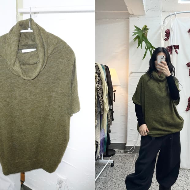 khaki polar knit vest