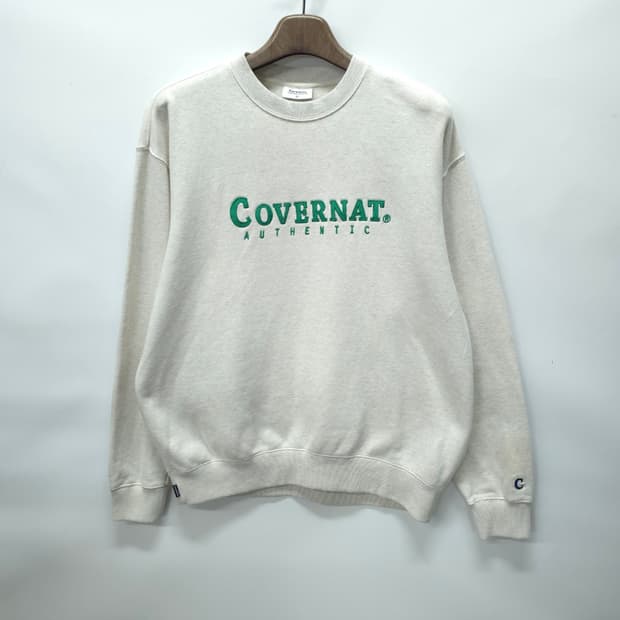 커버낫 그린자수 로고 맨투맨 오트밀 (105~110)