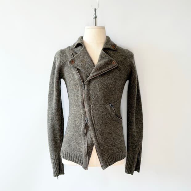 Abahouse 아바 하우스 울 100% 니트 라이더 자켓