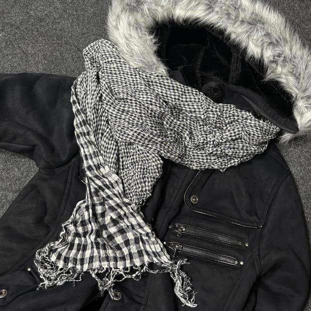 Vintage y2k punk checker scarf muffler