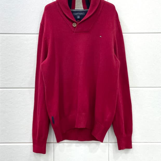 타미힐피거 숄카라 레드 니트