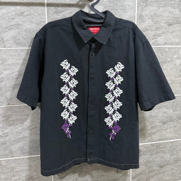 슈프림 니들포인트 숏슬리브 셔츠 블랙 - 23SS