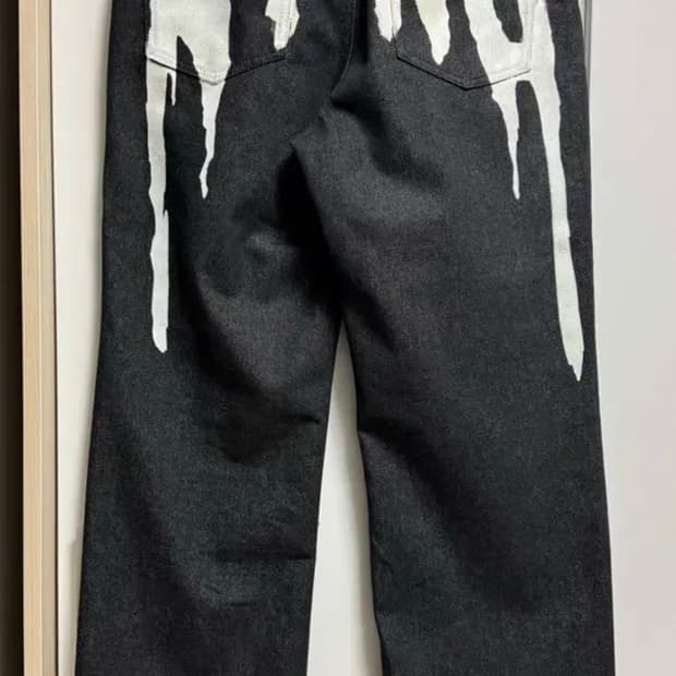 [L size] 낫포너드 드립 로고 블랙 데님