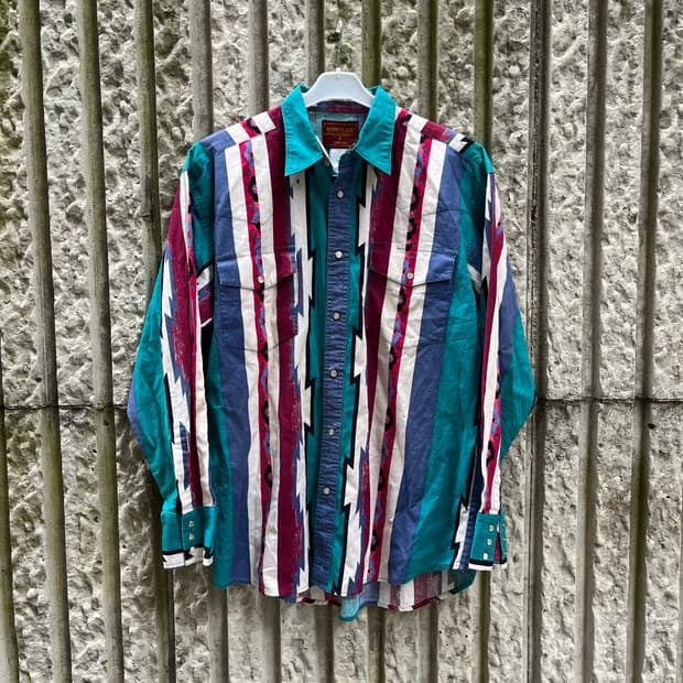 90s Rustler 웨스턴 셔츠 [빈티지 패턴 올드스쿨]