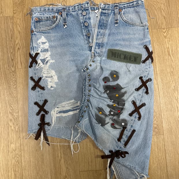 미키 리메이크 데님 스커트