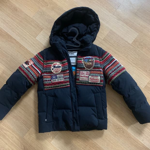 Jeep 지프 니트지 배색 다운점퍼 (조끼로도 착용 가능, 사진 참고)