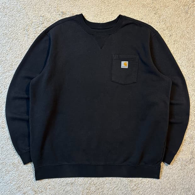 칼하트 CARHARTT 오리지널핏 포켓 기모 맨투맨 블랙