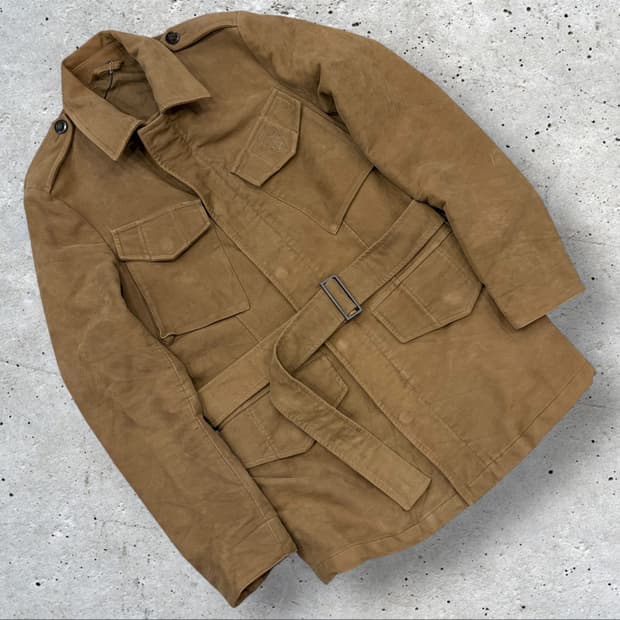 [46] 구찌 빈티지 스웨이드 벨티드 사파리 자켓 B387