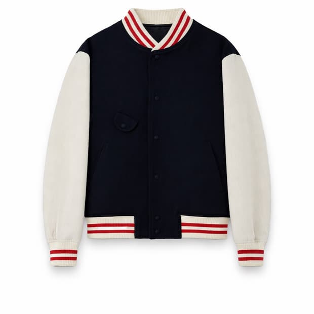 STU 에스티유 엠브로더리 울 스트라이프 바시티 네이비 M