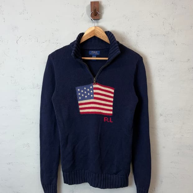 폴로랄프로렌 보이즈 성조기 니트 반집업