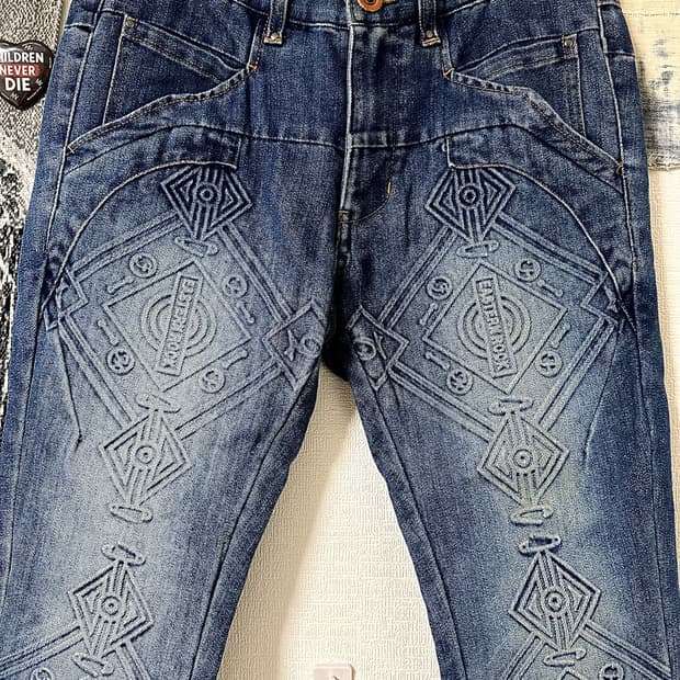 PPFM Tribal Pattern Embossed Denim 