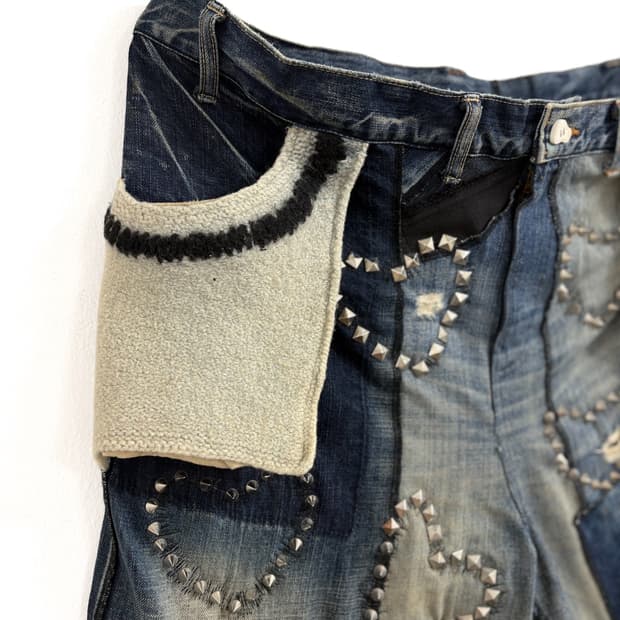 Heart Rivet Bermuda Pants 001