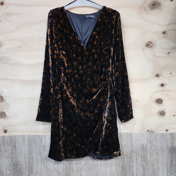 156) ZARA REF 벨벳 레오파드 랩원피스