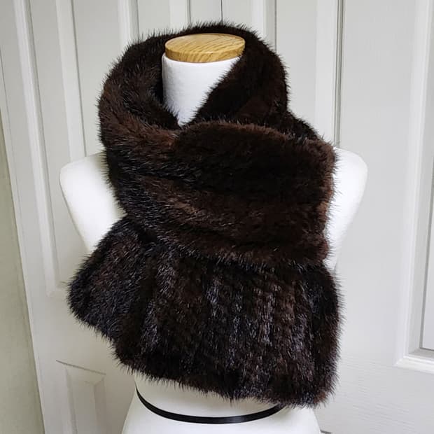 상태굿굿) 프랑코페라로 밍크목도리  브라운