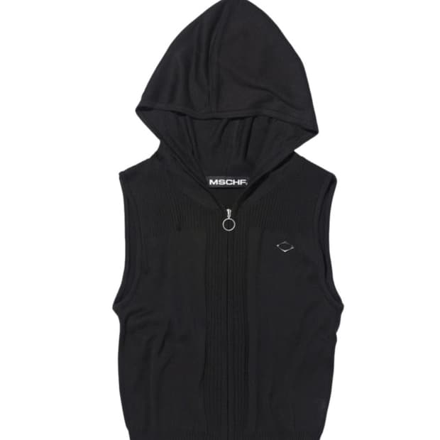 미스치프 롬버스 후디드 니트 베스트 블랙 m