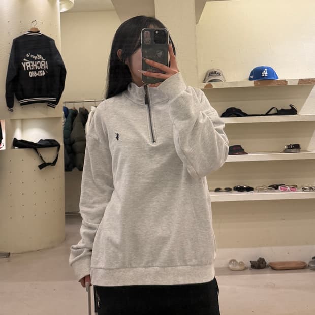 폴로 랄프로렌 멜란지 그레이 포니 반집업 맨투맨 U780