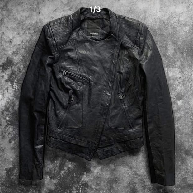 램스킨 asymmetrical 라이더 레더 자켓