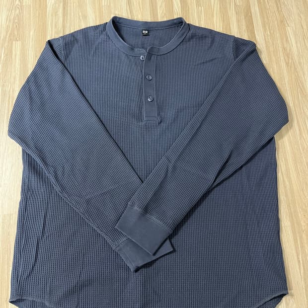 유니클로 와플 헨리넥 L