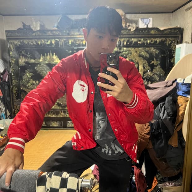 Bape red 자켓 m