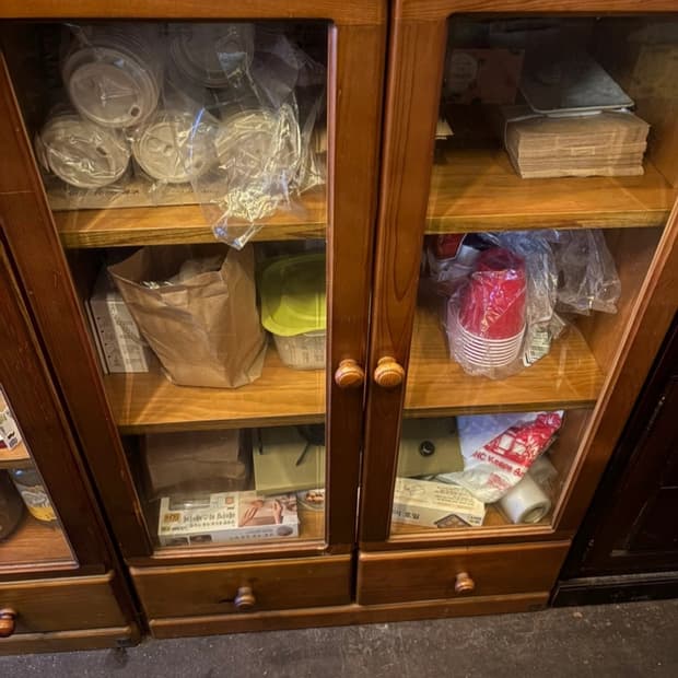 빈티지 원목 유리장