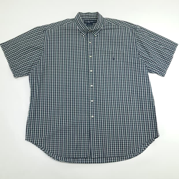 Co563 2XL 폴로 랄프로렌 그린블랙 마이크로체크 반팔 셔츠 남방