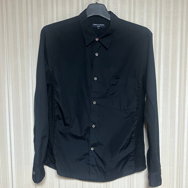 [L] 꼼데가르송 옴므 니트블럭 셔츠 블랙