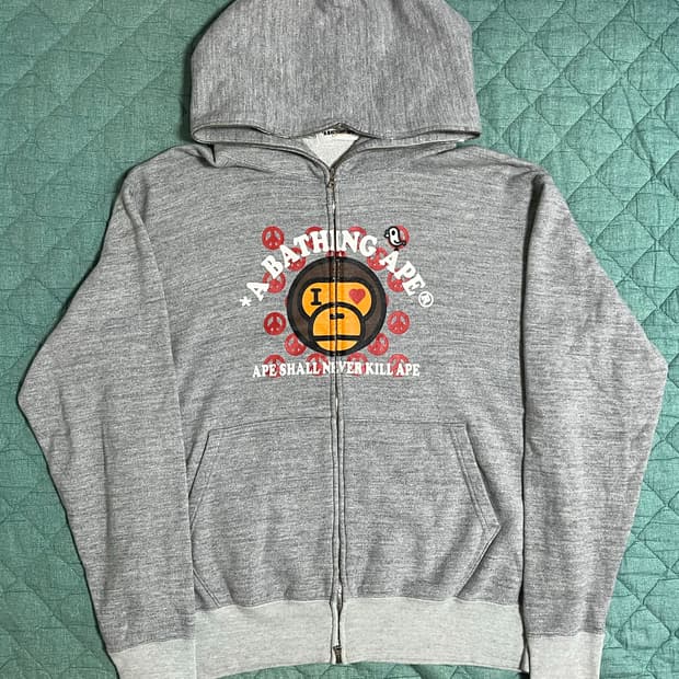 BAPE 베이프 베이비 마일로 후드집업 그레이 M