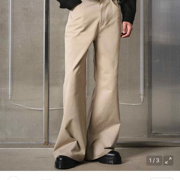 엘무드 / 스터디 와이드 플레어 치노팬츠 (베이지) / 46
