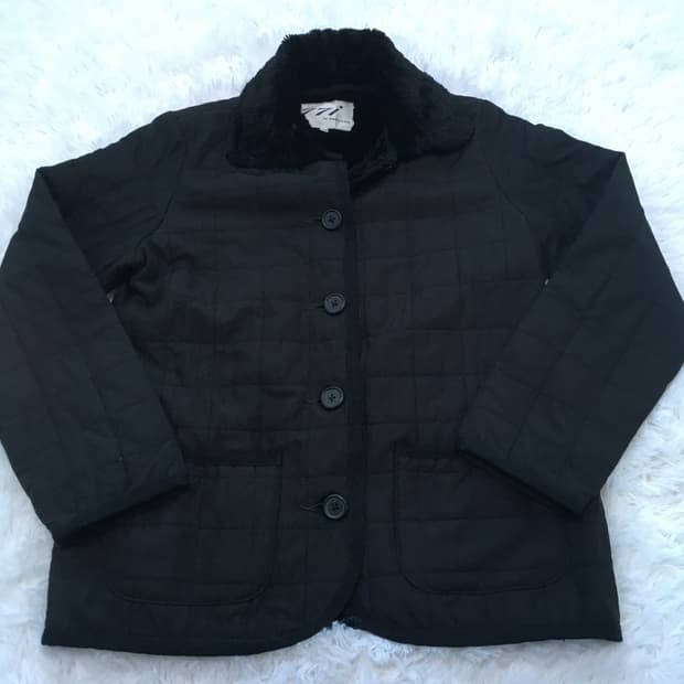 빈티지 블랙 퍼 패딩 자켓 765 y2k 스트릿 갸루 펑키 일본빈티지