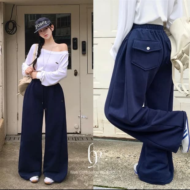 새상품) 에이블리 홀리 made 비기닝 포켓 폴딩 와이드 팬츠