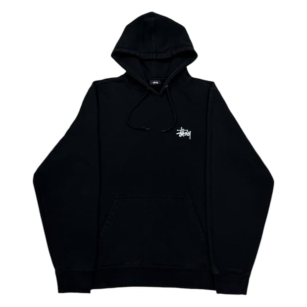스투시 베이직 로고 후드티 블랙 L