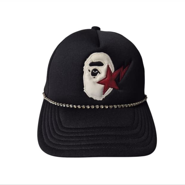 BAPE 베이프 OG스타 에이프 레더패치 메쉬캡