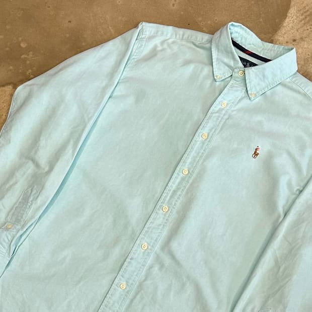 L 폴로랄프로렌 클래식핏 민트 코튼 셔츠