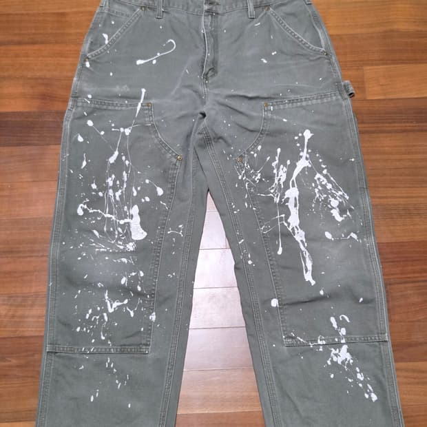 빈티지 페인팅 칼하트 B136 더블니 모스그린 34 x 30