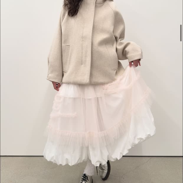 타입서비스- Mesh Layered Ruffle Skirt