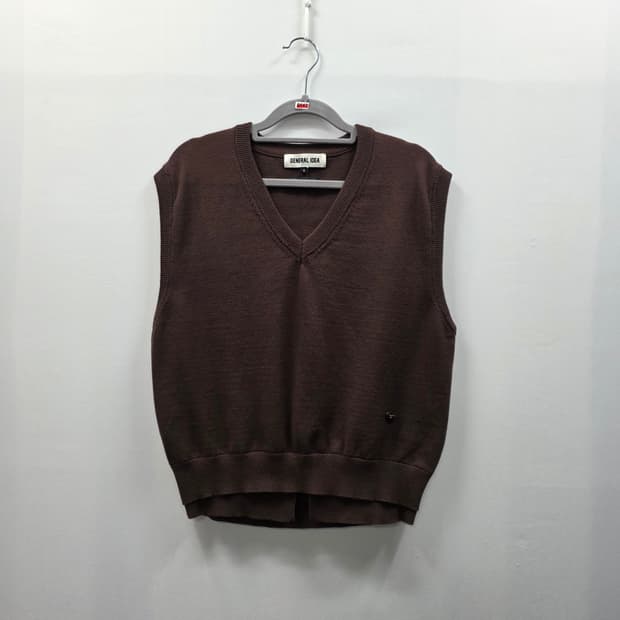 0142 [제너럴아이디어] 브이넥 니트 조끼 브라운 S