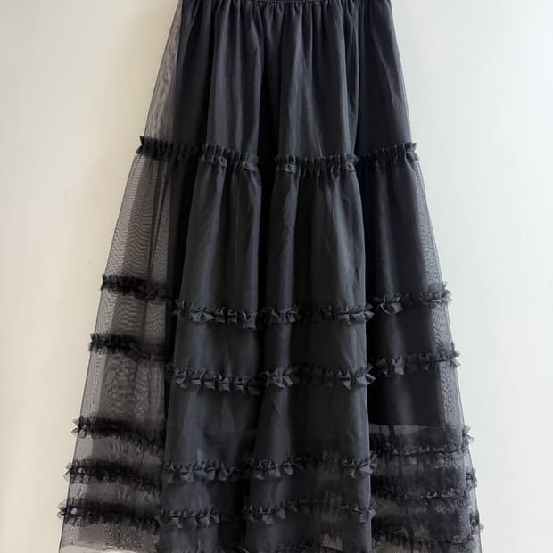 새상품 봄 롱스커트 (블랙)