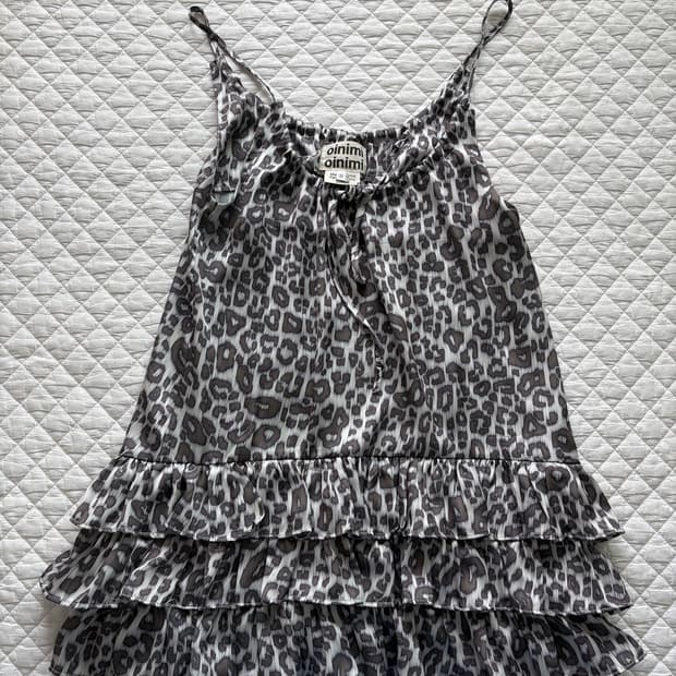leopard print ruffle camisole dress