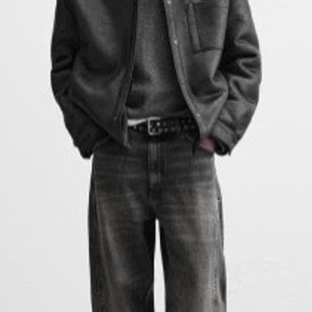 자라 더블 페이스드 오버셔츠 블랙 판매합니다