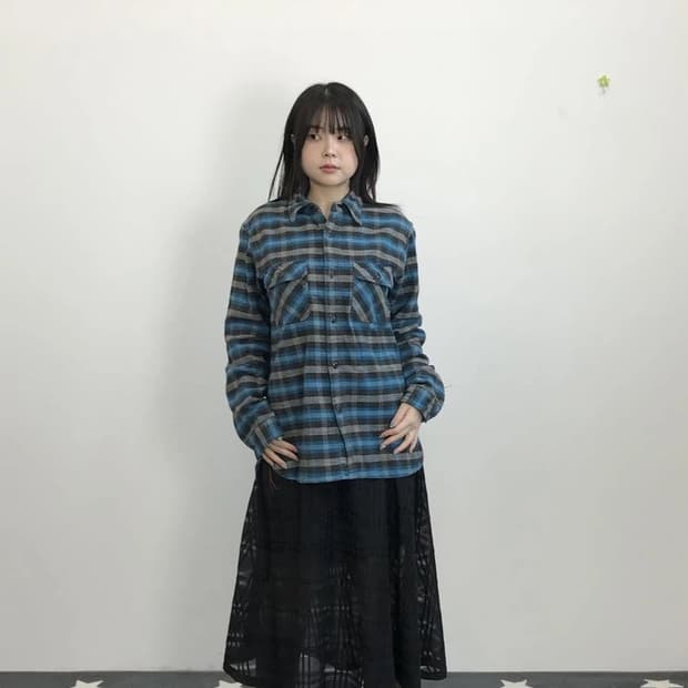 Sugar Cane Blue Check Flannel Shirt